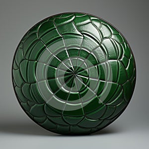 Green Spiderweb Sculpture With Leatherhide Design photo