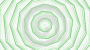 Green spin decagon star simple flat geometric on white background loop. Starry decagonal spinning radio waves endless creative