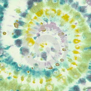 Green Spiral Abstract. Tie Die Print Design. Watercolor Texture.
