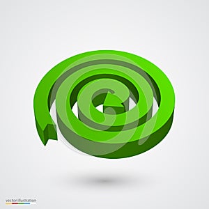 Green spiral arrow 3D. Vector