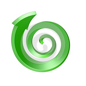 Green spiral arrow. Top view