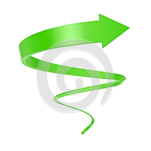 Green Spiral Arrow Twist Up to Success. 3d Rendering