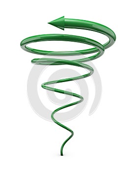 Green spiral line with arrow