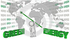 Green spirit of the time - composition of various graphic elements with 3D people