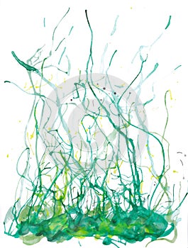 Green splashed watercolor artwork