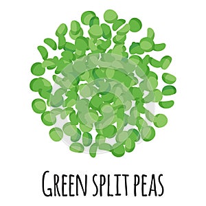 Green split peas for template farmer market design, label and packing. Natural energy protein organic super food