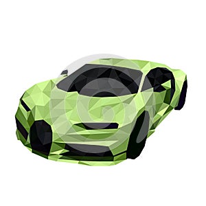 Green sport car art polygon