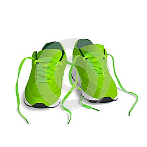 Green Sport shoes for running vector illustration