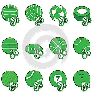 Green sports betting icons