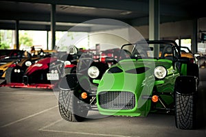 Green sports car caterham