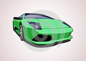 Green sports car.