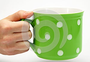 Green spotted mug