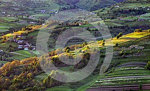 Green spring rural hill landscape, Slovakia