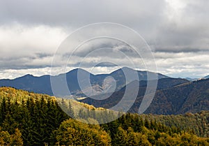 Green Spring Slovakia mountain nature landscape with sun