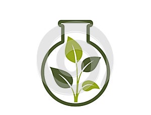 green sprout in flask icon. eco, organic and bio symbol. isolated vector illustration