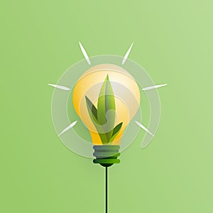 Green sprout in light bulb.Green energy and alternative sources concept.Ecology and environment sustainable resources conservation