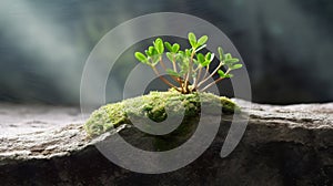 A Green Sprout Overcoming Limitations, Growing Through a Stone Slab