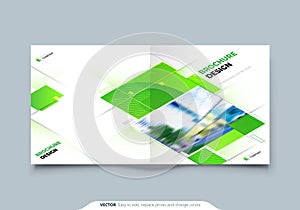 Green Square Brochure Cover Template Layout Design. Corporate business annual report, catalog, magazine, flyer mockup