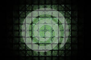 Green square fractal pattern on black background.Mosaic texture. Digital style. Ornament illustration