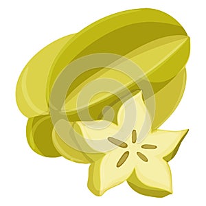 Green Starfruit Illustration with Slice
