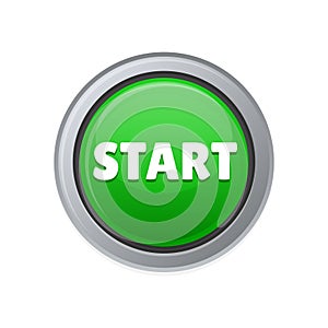 Green Start Button on White Background. Vector