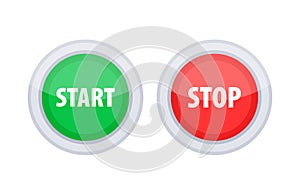 Green Start and Red Stop Button. Press button icon