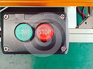 Green start and red stop of switch button set design in block co