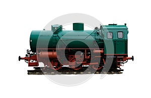 Green steam locomotive isolated