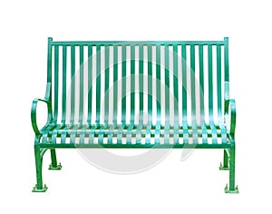 Green steel bench isolated on white background , clipping path