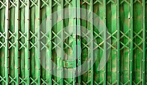 Green Steel door, background and copy space,Asia