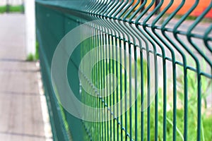 Green steel wire fence with rods
