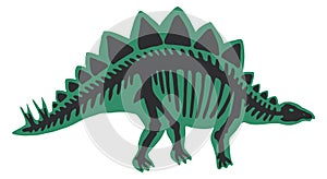 Green stegosaurus color drawing. Ancient reptile. Paleontology symbol