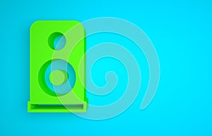 Green Stereo speaker icon isolated on blue background. Sound system speakers. Music icon. Musical column speaker bass