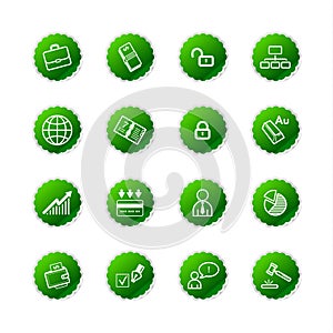 Green sticker business icons