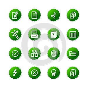 Green sticker document icons