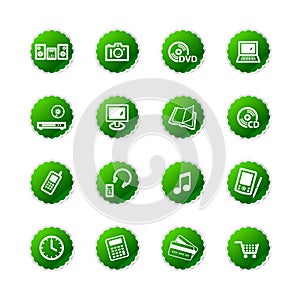 Green sticker e-shop icons