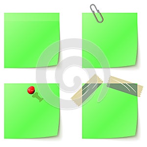 Green sticky notice papers
