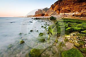 Green Stones at Porto de Mos Beach in Lagos, Algarve