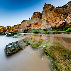 Green Stones at Porto de Mos Beach in Lagos, Algarve