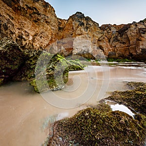 Green Stones at Porto de Mos Beach in Lagos, Algarve