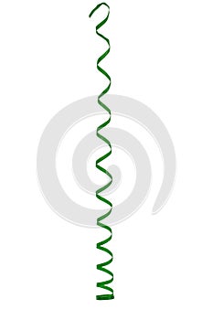 Green streamer, isolated on a white background