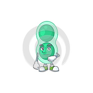 Green streptococcus pneumoniae showing waiting gesture cartoon design concept