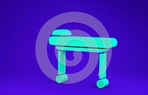 Green Stretcher icon isolated on blue background. Patient hospital medical stretcher.  3d illustration 3D render