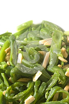 Green string beans French cut almond slivers