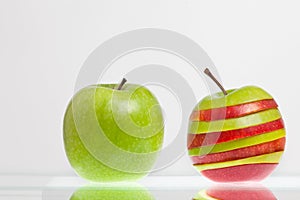 Green and striped apple