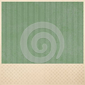 Green striped background on beige checkered pattern background layout