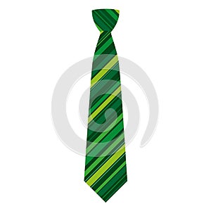 Green striped tie icon, flat style