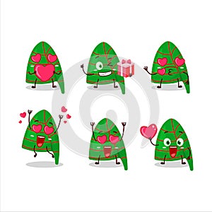 Green stripes elf hat cartoon character with love cute emoticon