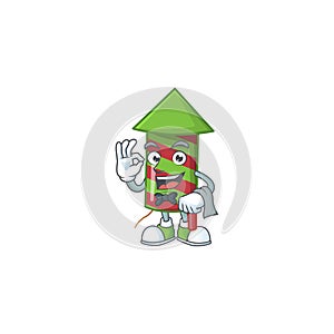 Green stripes fireworks rocket Character on A stylized Waiter look