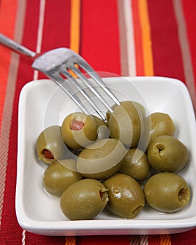 Green stuffed olives